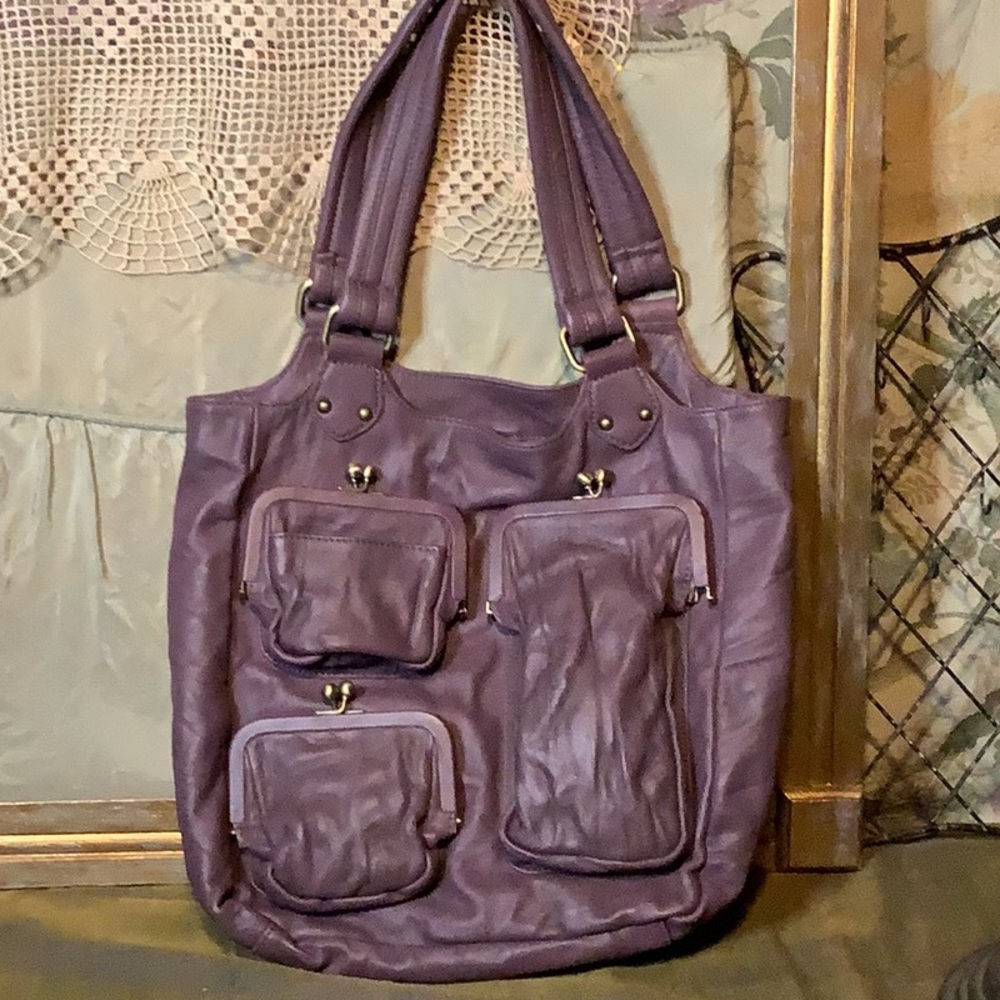 Gorgeous purple leather bag from Anthropologie